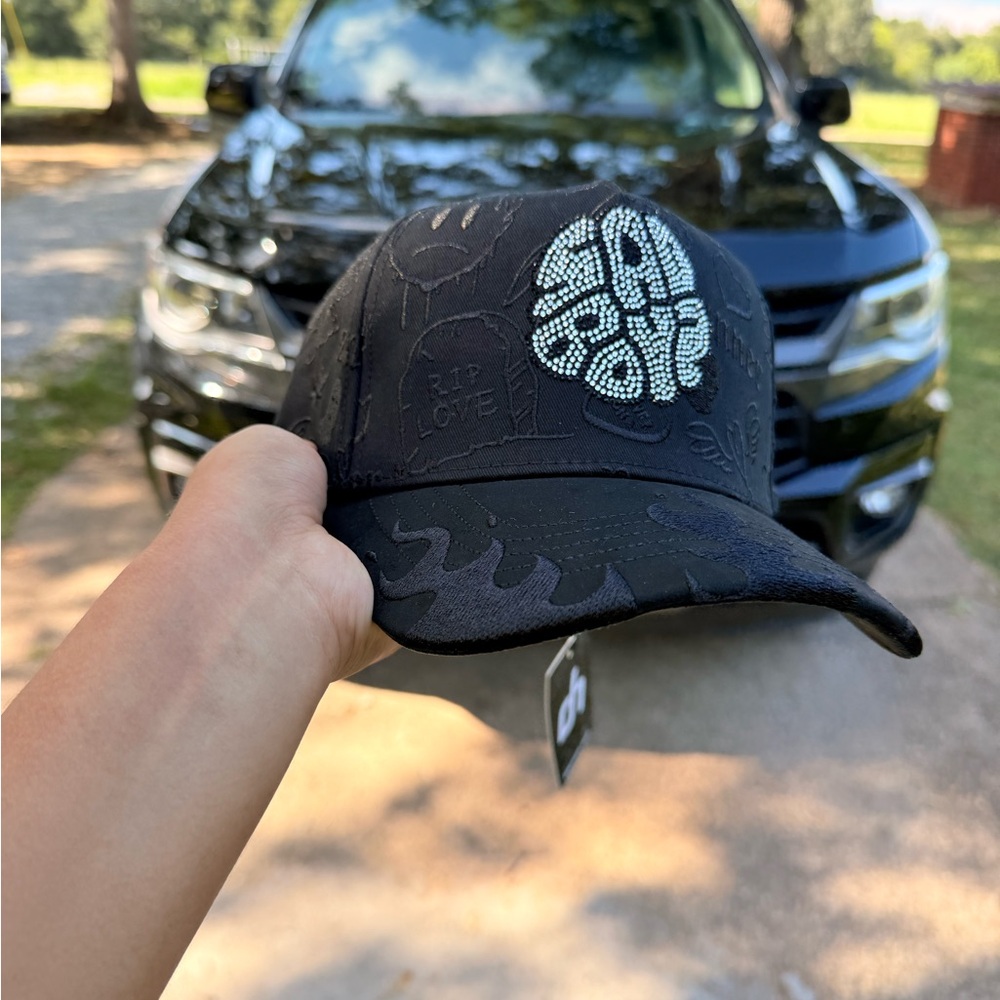 Black Embroidered Cap with Unique Design